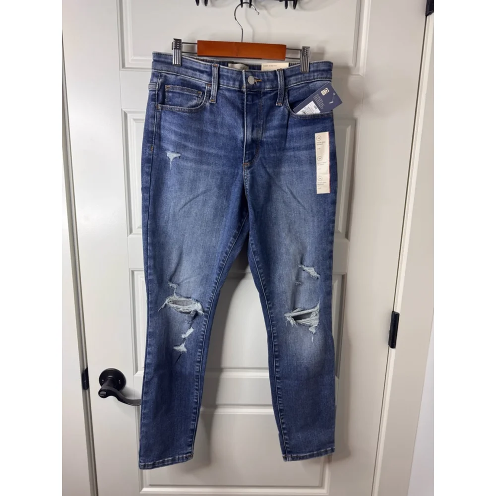 Women's Universal Thread Jeans Size 10S Blue Distressed High-Rise Skinny - Picture 1 of 4